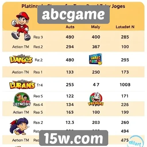 Desempenho de jogos populares na plataforma abcgame